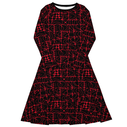 STONE SPIRIT black red - Midi Dress With Pockets | SHALMIAK