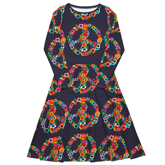 PEACE BLOSSOMS - Midi Dress With Pockets | SHALMIAK
