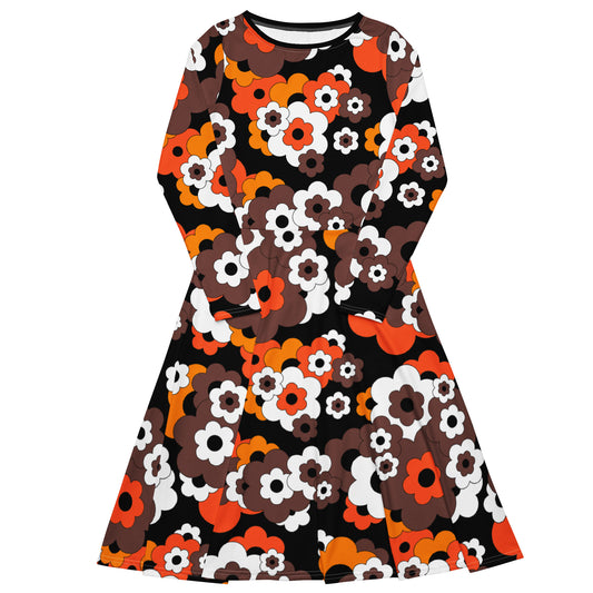 ERICA orange brown - Midi Dress With Pockets | SHALMIAK