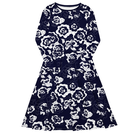 SERENITY navy - Midi Dress With Pockets | SHALMIAK