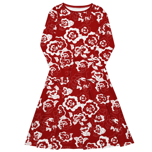 SERENITY scarlet - Midi Dress With Pockets | SHALMIAK