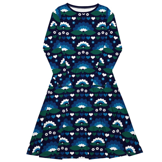 FALL IN LOVE magic blue - Midi Dress With Pockets | SHALMIAK