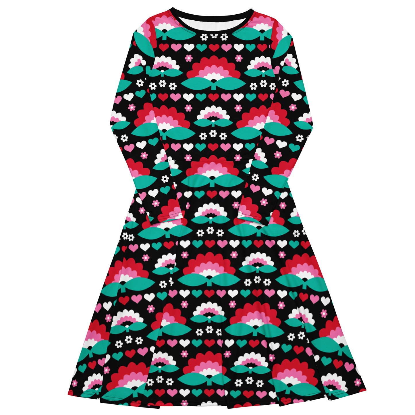 FALL IN LOVE red - Midi Dress With Pockets | SHALMIAK