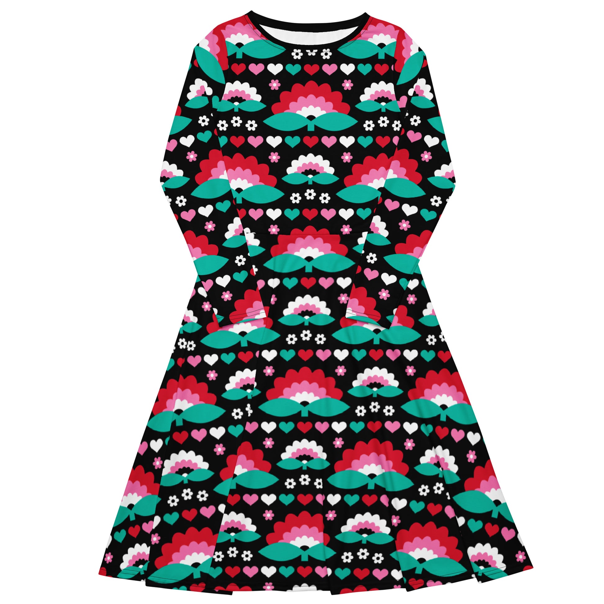 FALL IN LOVE red - Midi Dress With Pockets | SHALMIAK