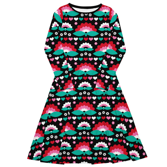 FALL IN LOVE red - Midi Dress With Pockets | SHALMIAK