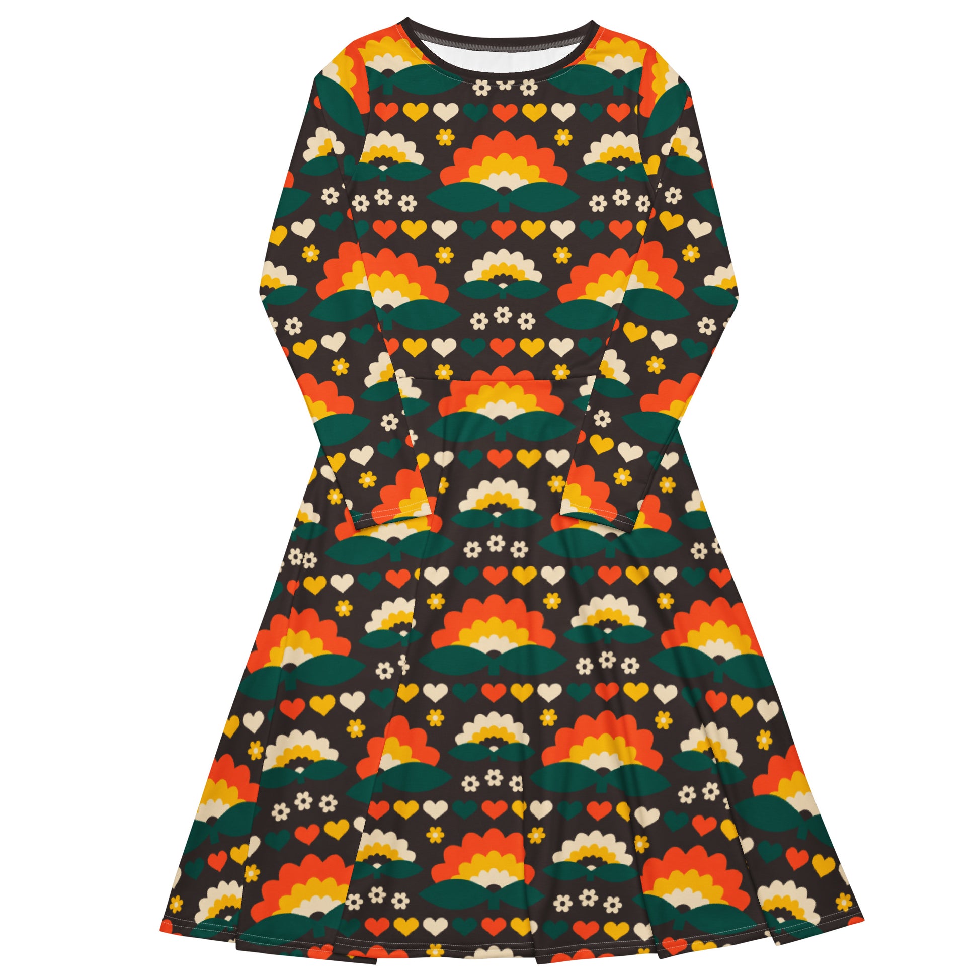 FALL IN LOVE orange brown - Midi Dress With Pockets | SHALMIAK