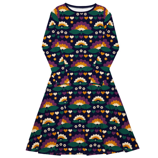 FALL IN LOVE purple - Midi Dress With Pockets | SHALMIAK