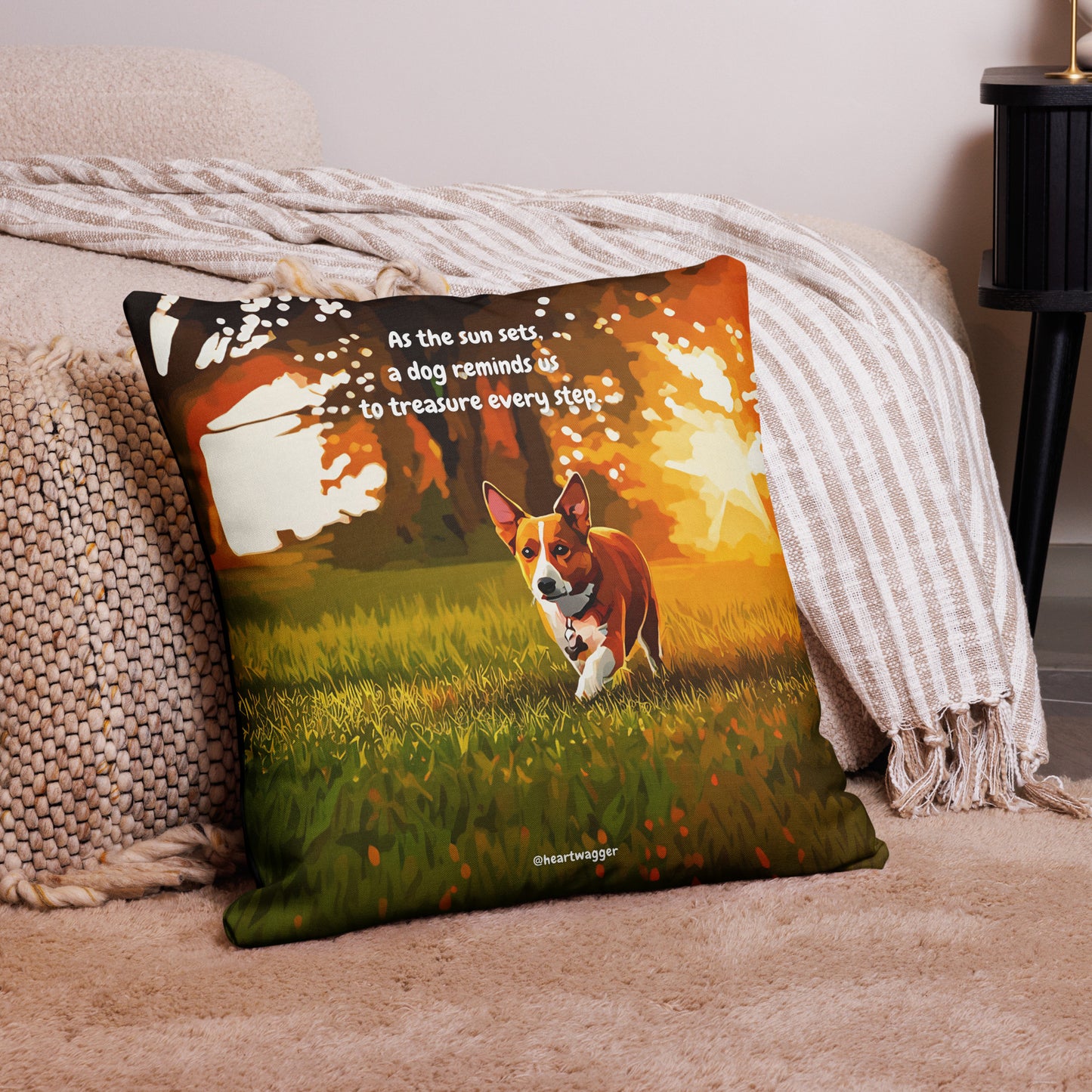 Pillow Case - As the sun sets, a dog reminds us to treasure every step | SHALMIAK