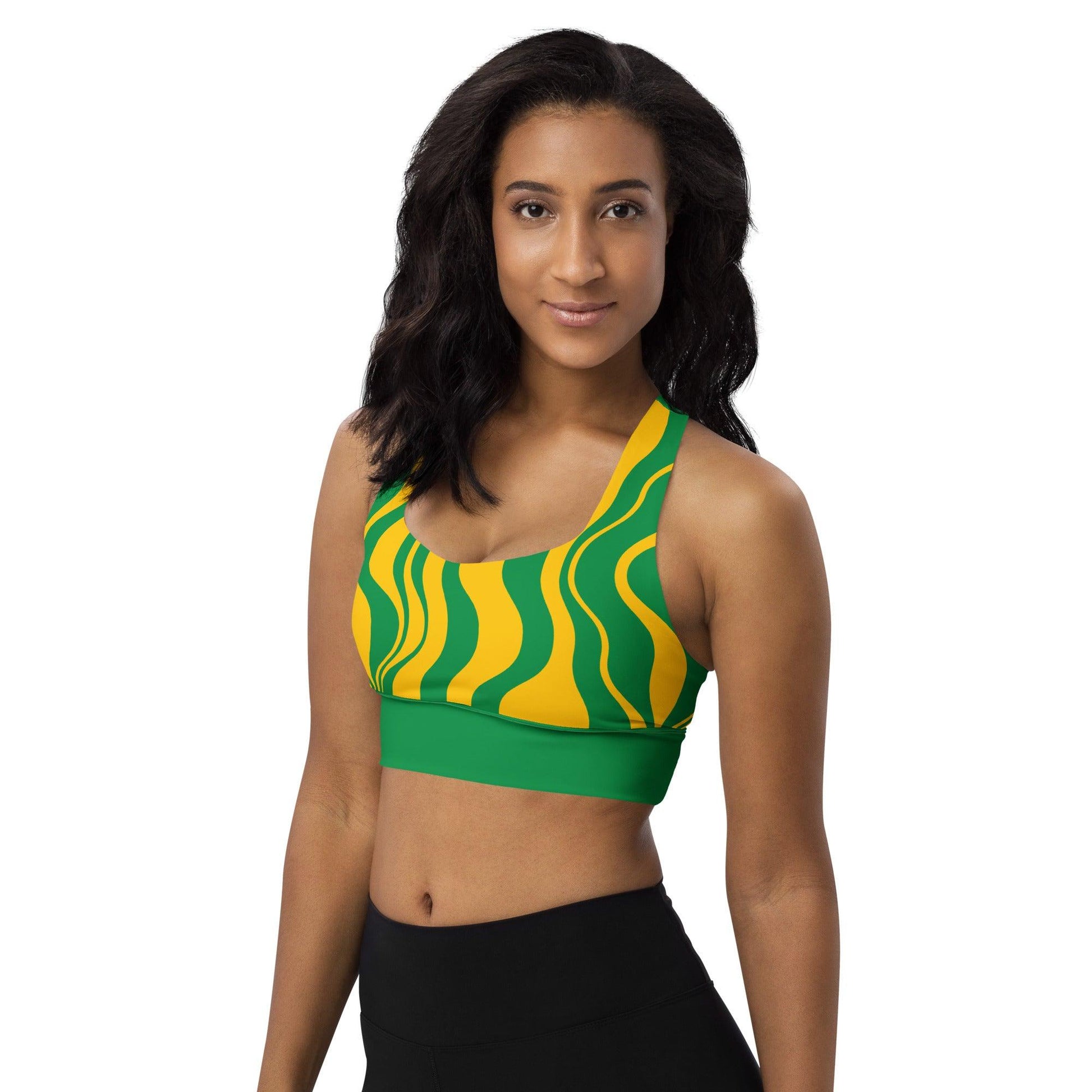 Sports Bra - WAVY yellow green | SHALMIAK