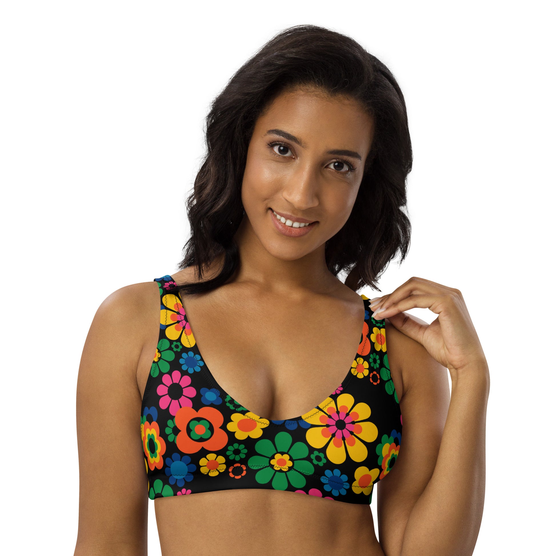 Bikini top - FLOW-POW joy - Funky flower power print 3XL