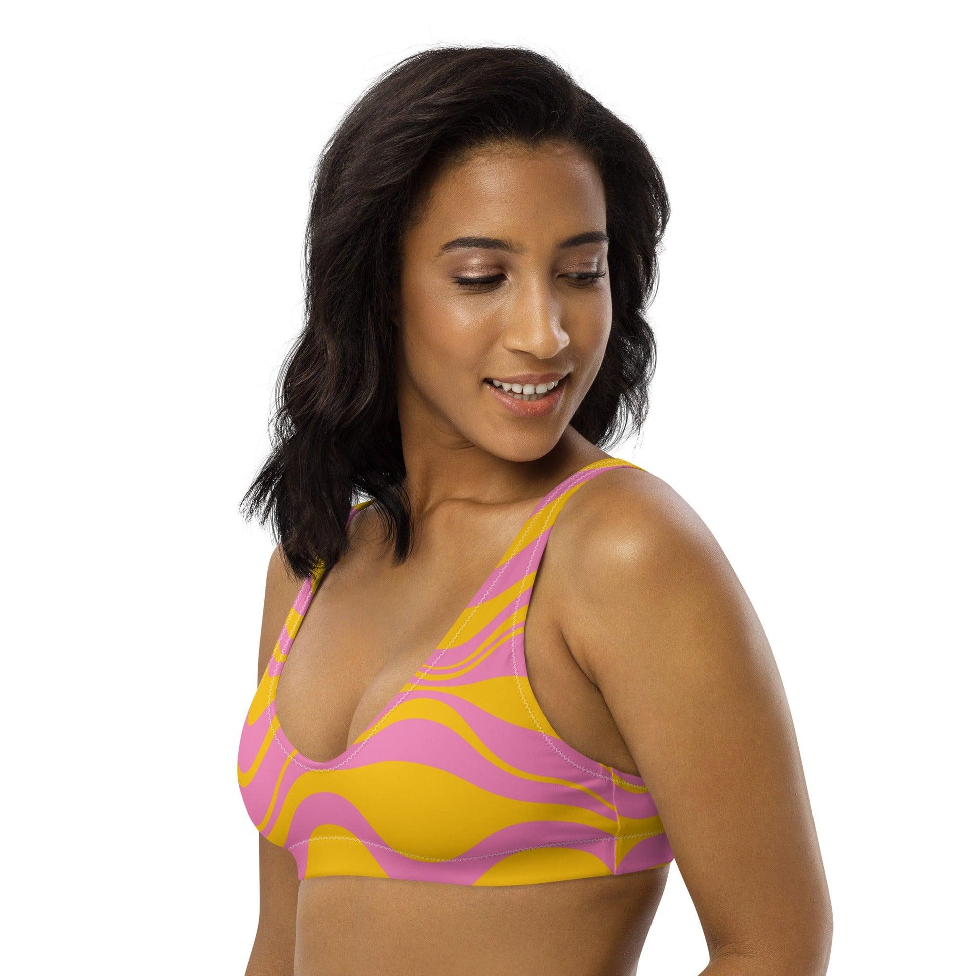 Bikini Top - WAVY pink yellow | SHALMIAK