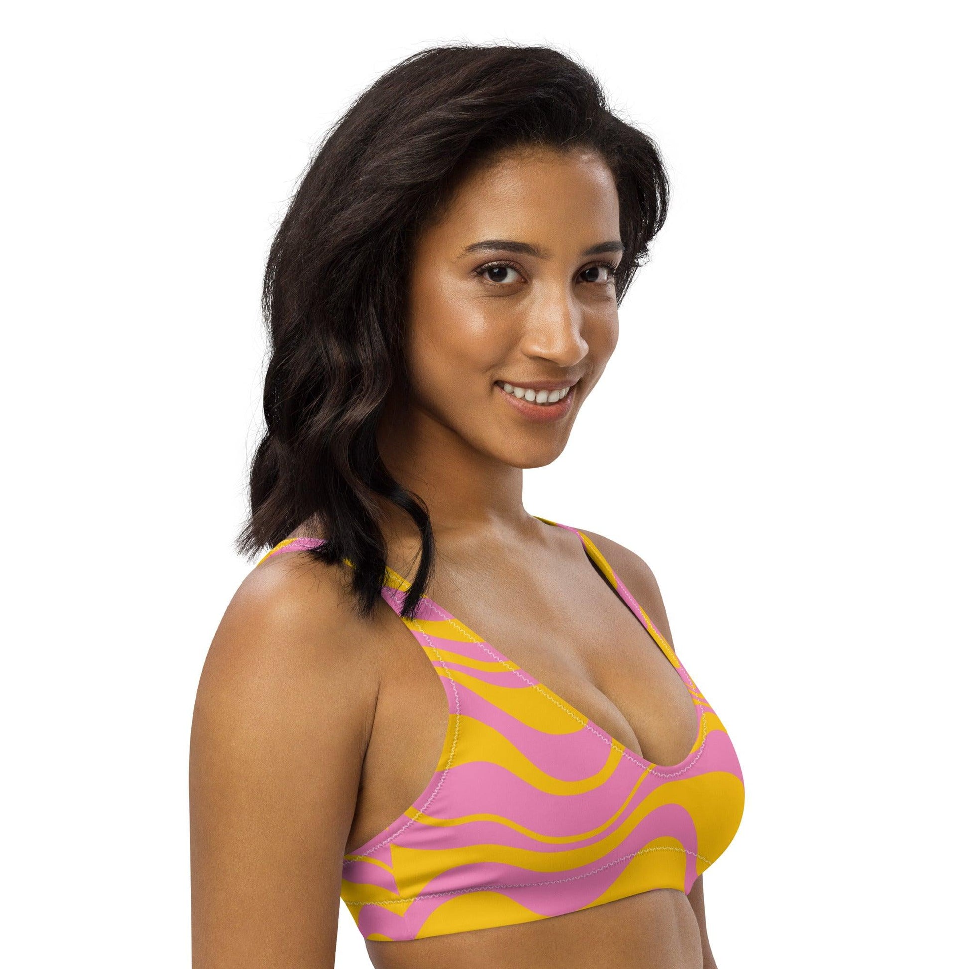 Bikini Top - WAVY pink yellow | SHALMIAK