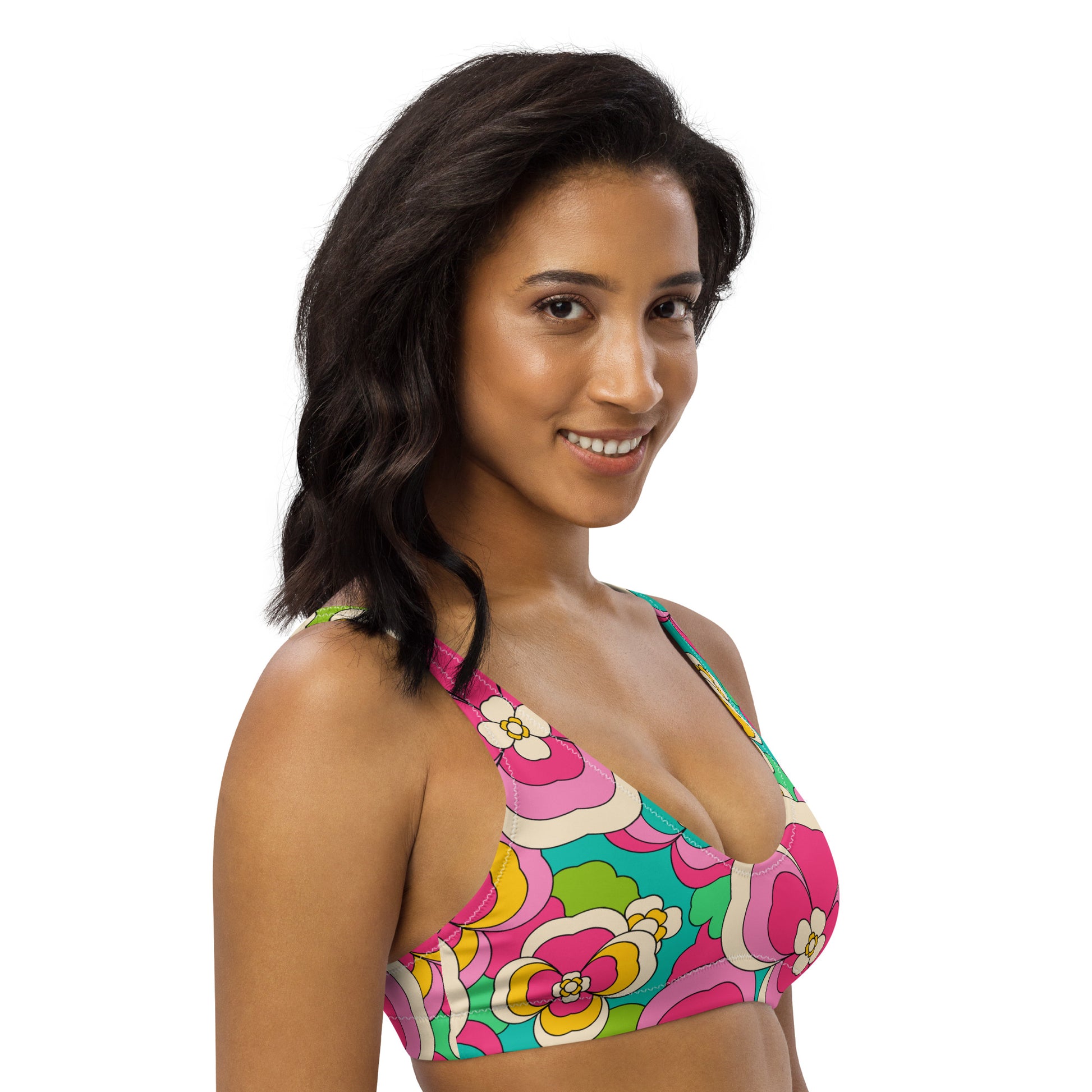 Bikini top - PANSY FANTASY pastel - Retro pansy print