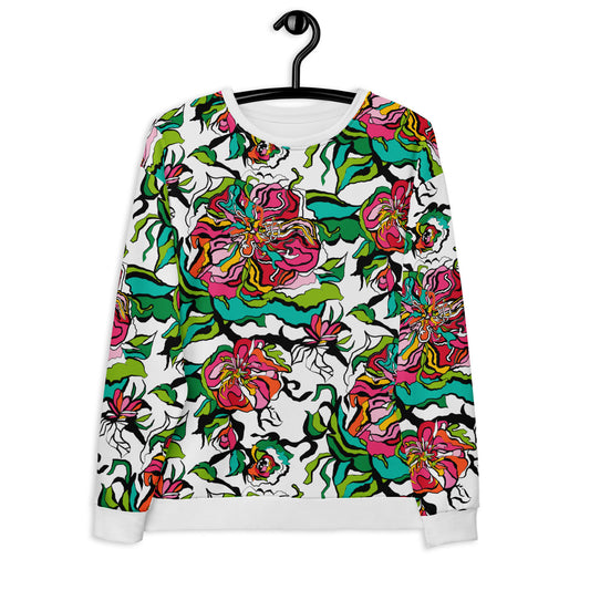 Sweatshirt - BLOOM RIOT white - Edgy floral print 6XL