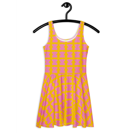 SWEET TEDDY pink yellow - Skater Dress | SHALMIAK
