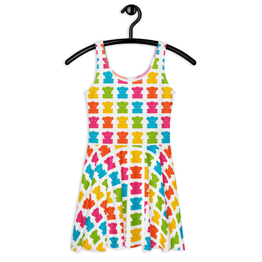 SWEET TEDDY happy white - Skater Dress | SHALMIAK