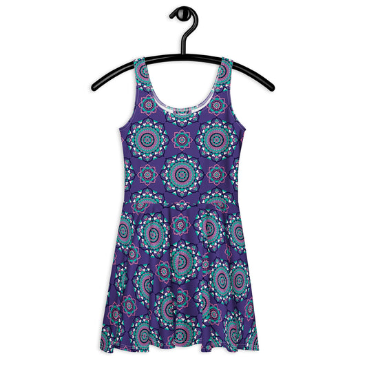 Skater dress - FOREVERMORE summer violet - Romantic flower and heart print