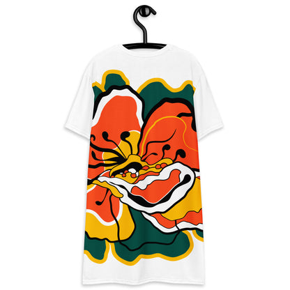 T-shirt dress - POPPY PARADE retro white L - Bold poppy print