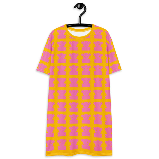 SWEET TEDDY pink yellow - T-Shirt Dress | SHALMIAK