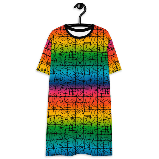 STONE SPIRIT rainbow black - T-Shirt Dress | SHALMIAK
