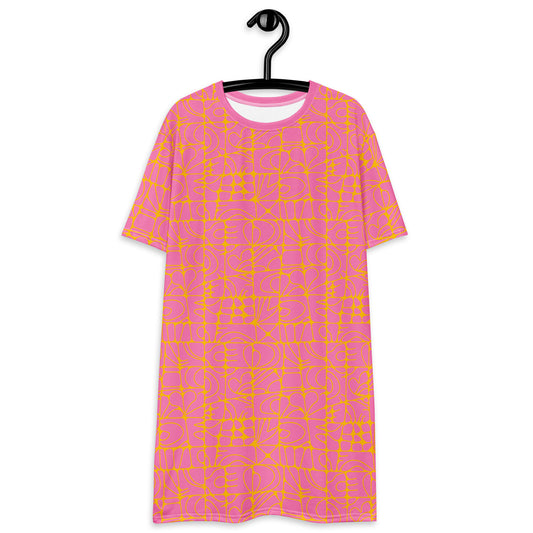 STONE SPIRIT pink yellow - T-Shirt Dress | SHALMIAK
