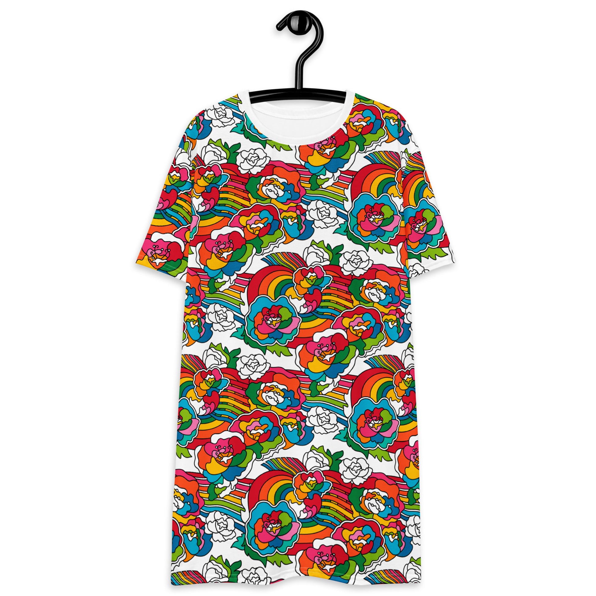 T-shirt dress - RAINBOW-NEL - Joyful rainbow print 6XL