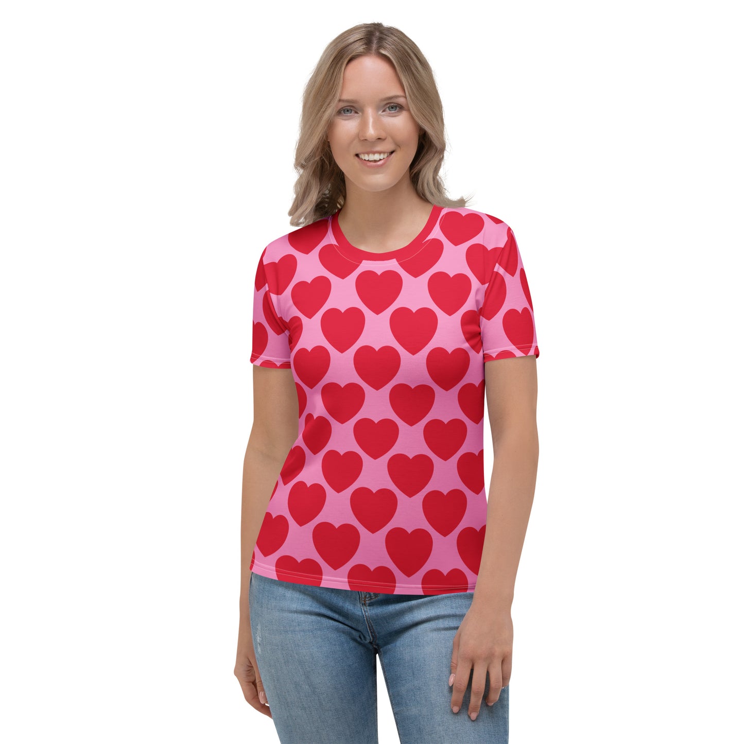 Woman's t-shirt - ELLIE LOVE red - Bold heart print