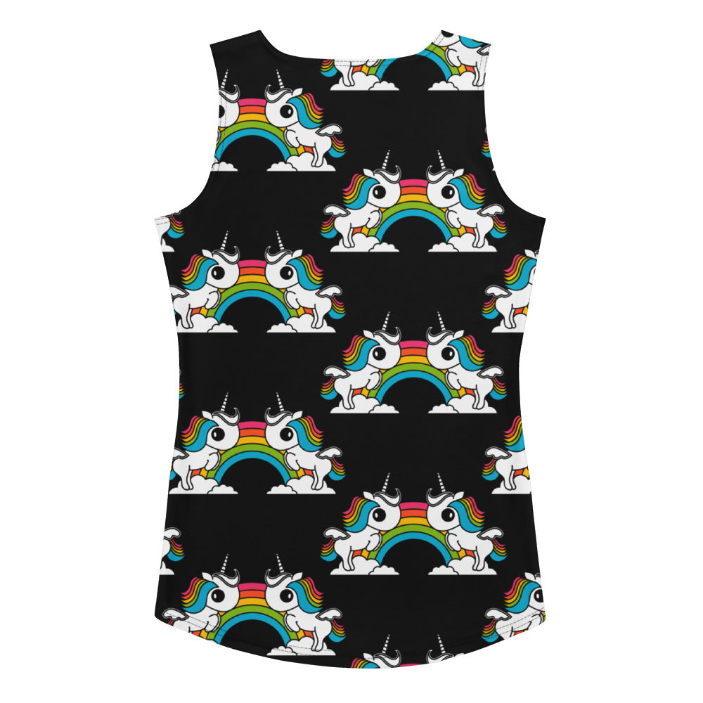 UNIQUE black - Tank Top with unicorns and rainbows | SHALMIAK