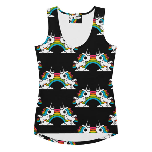 UNIQUE black - Tank Top with unicorns and rainbows | SHALMIAK