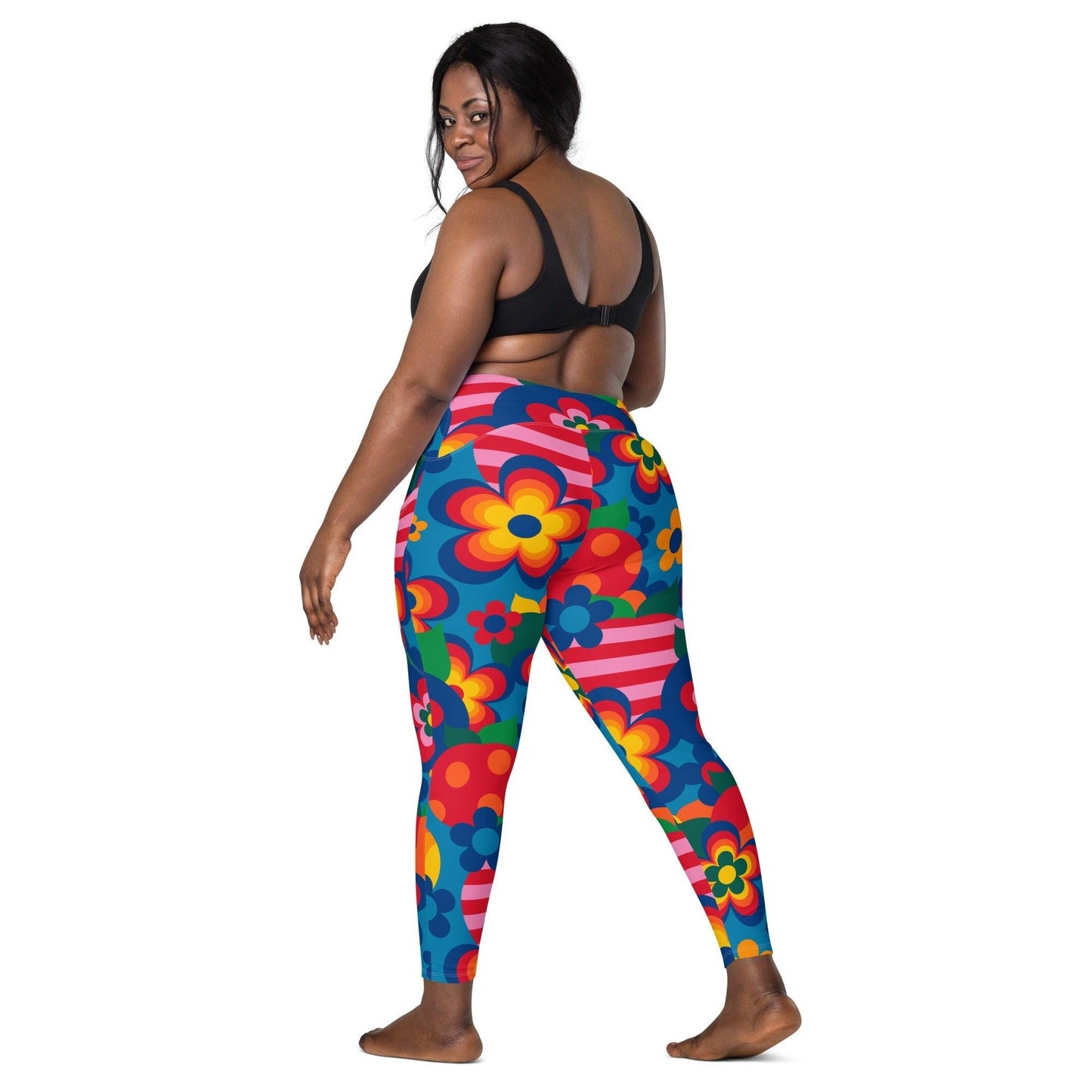 Leggings with pockets - APPLEMANIA blue - Playful apple print