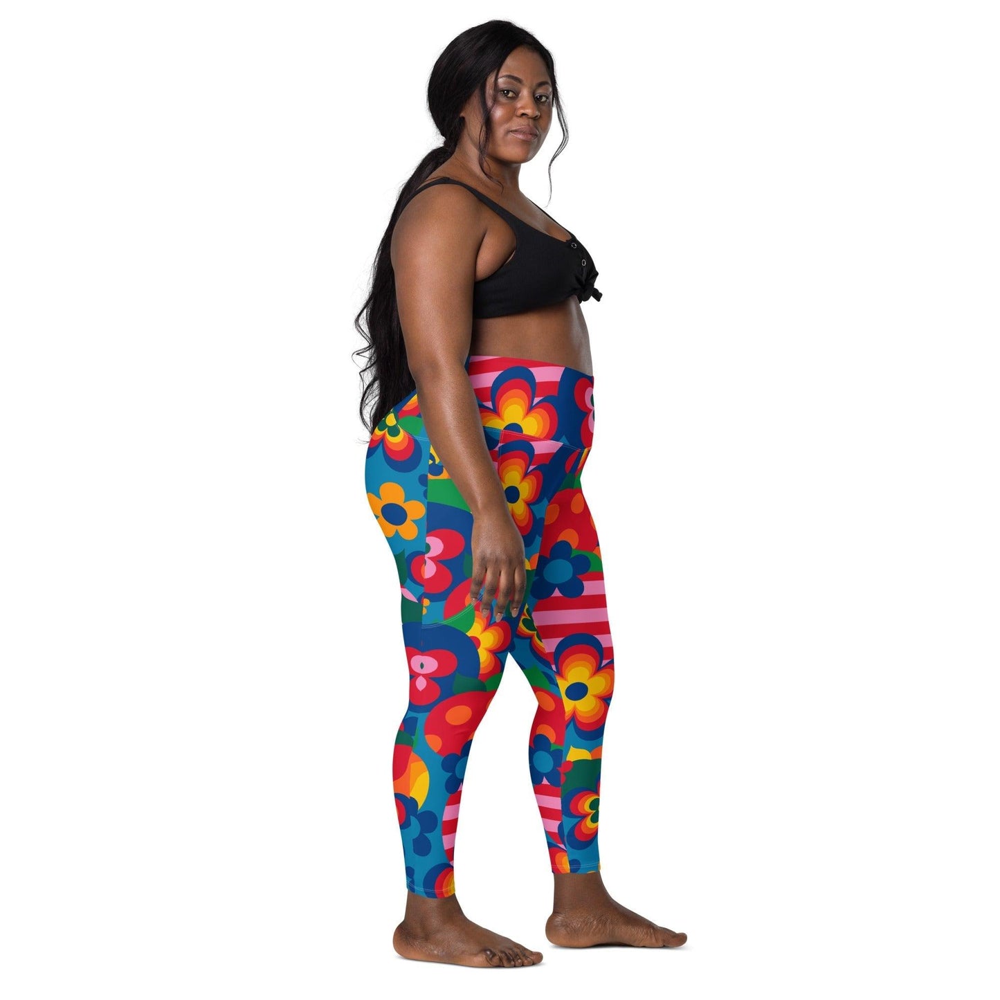 Leggings with pockets - APPLEMANIA blue - Playful apple print
