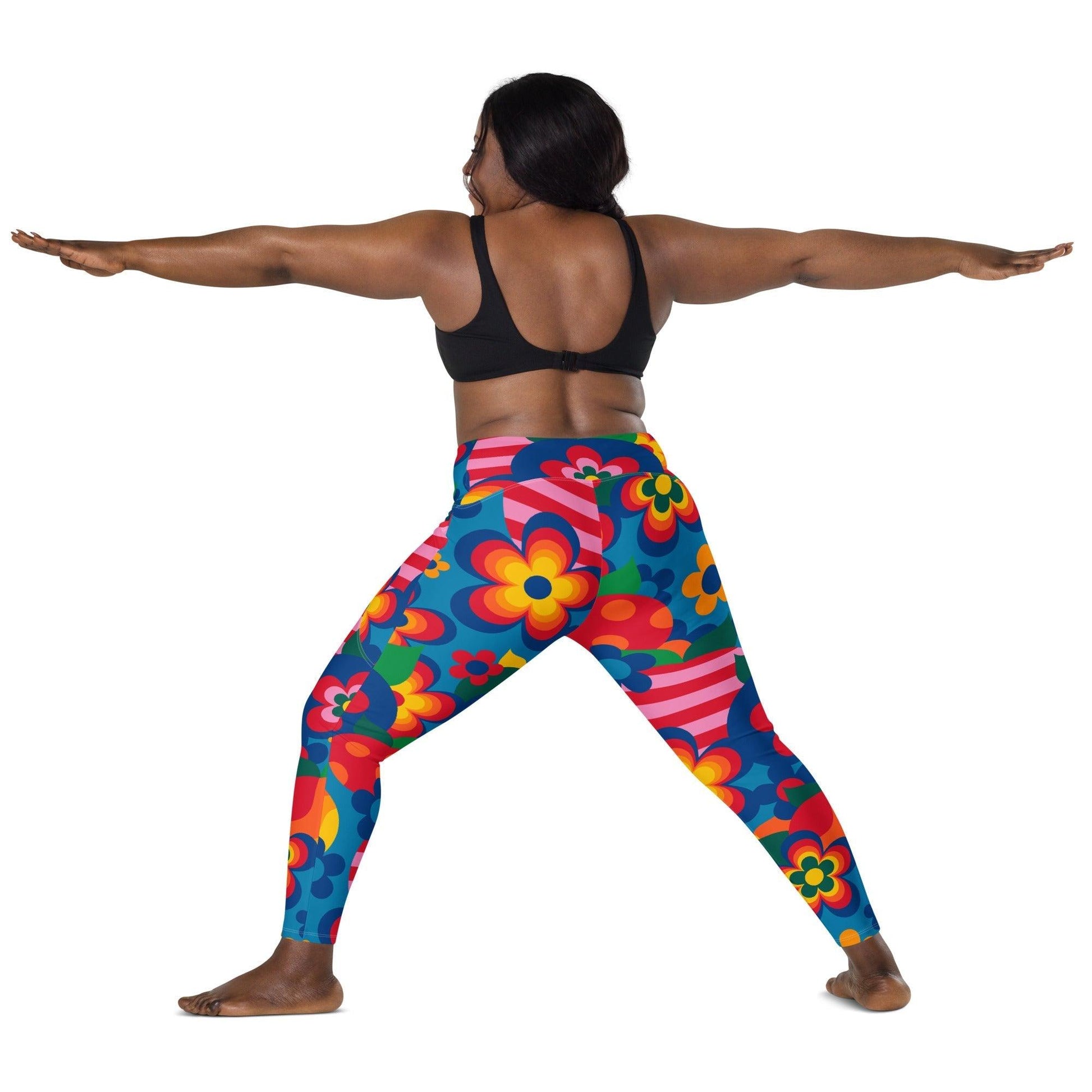 Leggings with pockets - APPLEMANIA blue - Playful apple print