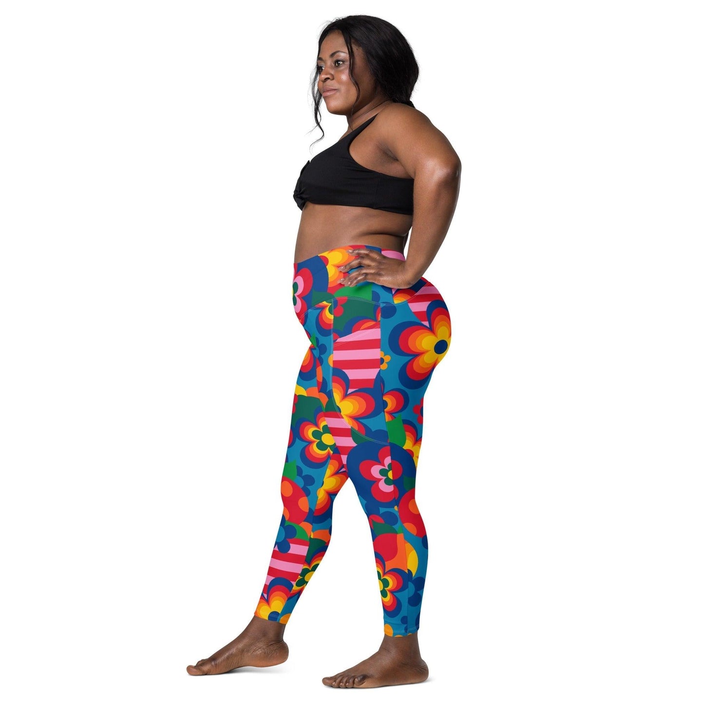 Leggings with pockets - APPLEMANIA blue - Playful apple print