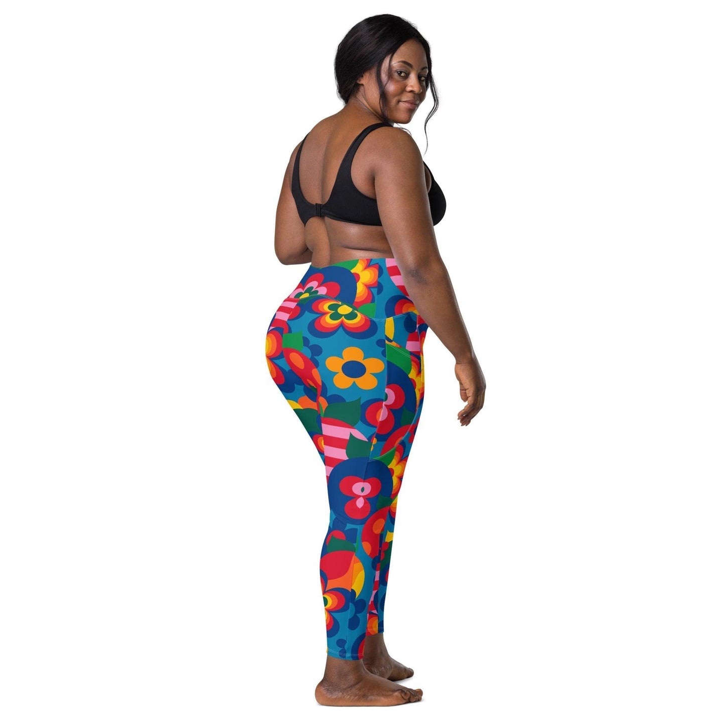 Leggings with pockets - APPLEMANIA blue - Playful apple print 6XL