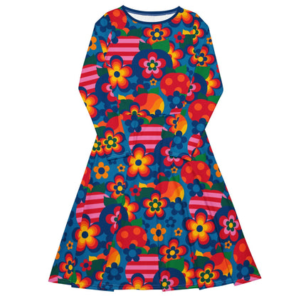 Midi Dress - APPLEMANIA blue - Fun Apple Print