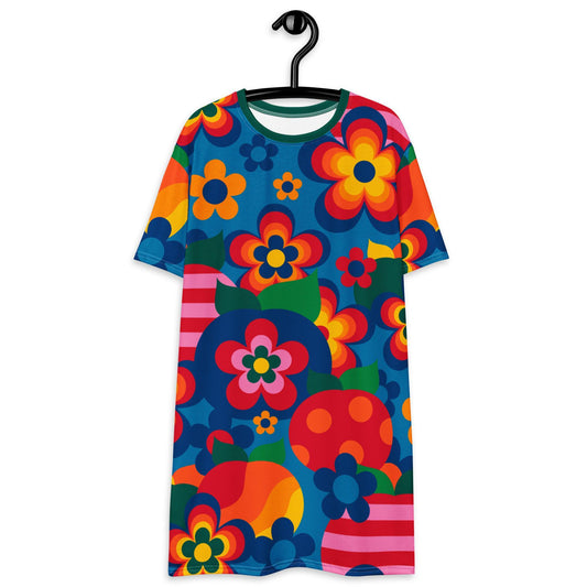 T-Shirt Dress - APPLEMANIA blue - Fun Apple Print