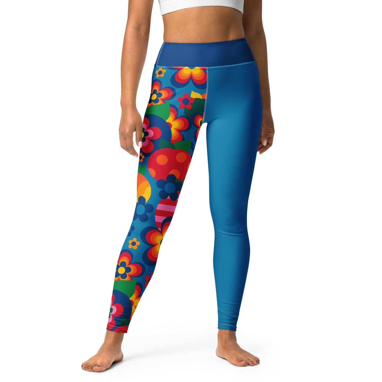 Yoga Leggings - APPLEMANIA blue - Fun Apple Print