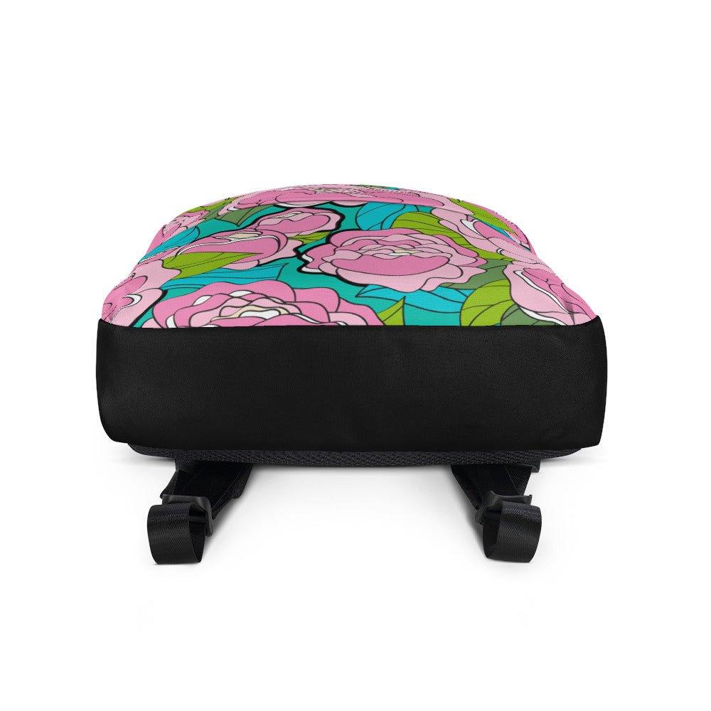 Backpack - BE MY ONLY pink turquoise - Bold pink peony print