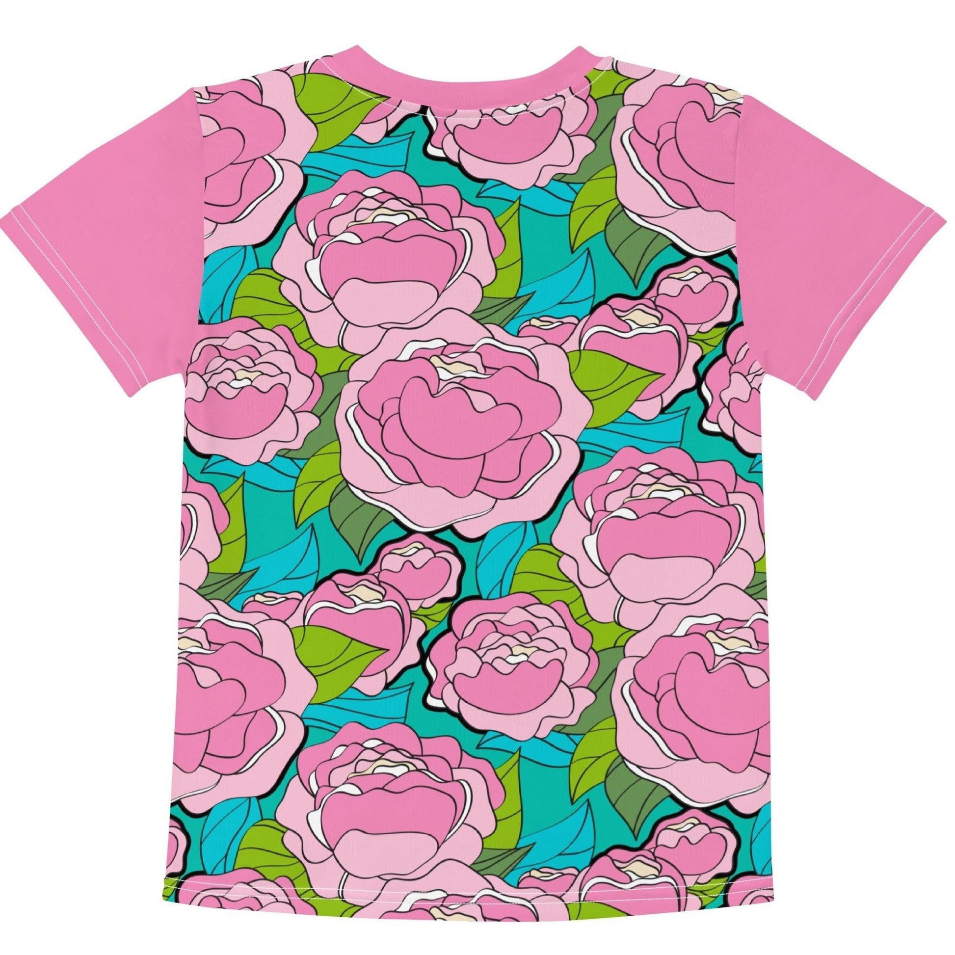 Kids' T-Shirt - BE MY ONLY pink turquoise - Bold Pink Peonies Print