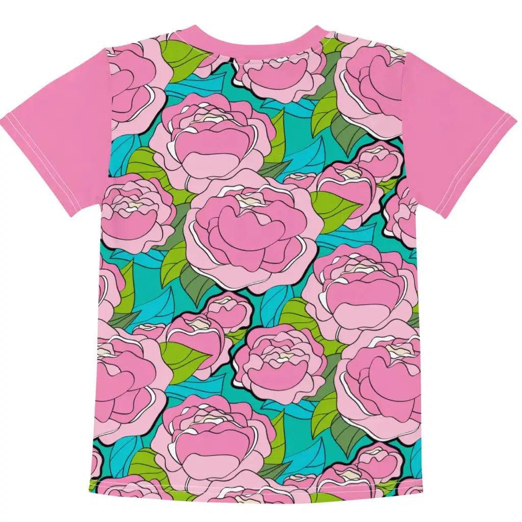 Kids' T-Shirt - BE MY ONLY pink turquoise - Bold Pink Peonies Print
