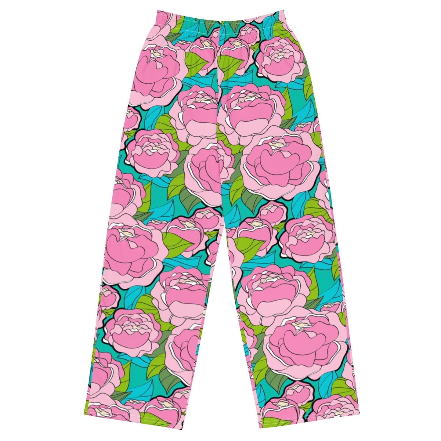 Pants - BE MY ONLY pink turquoise - Bold pink peony print 6XL