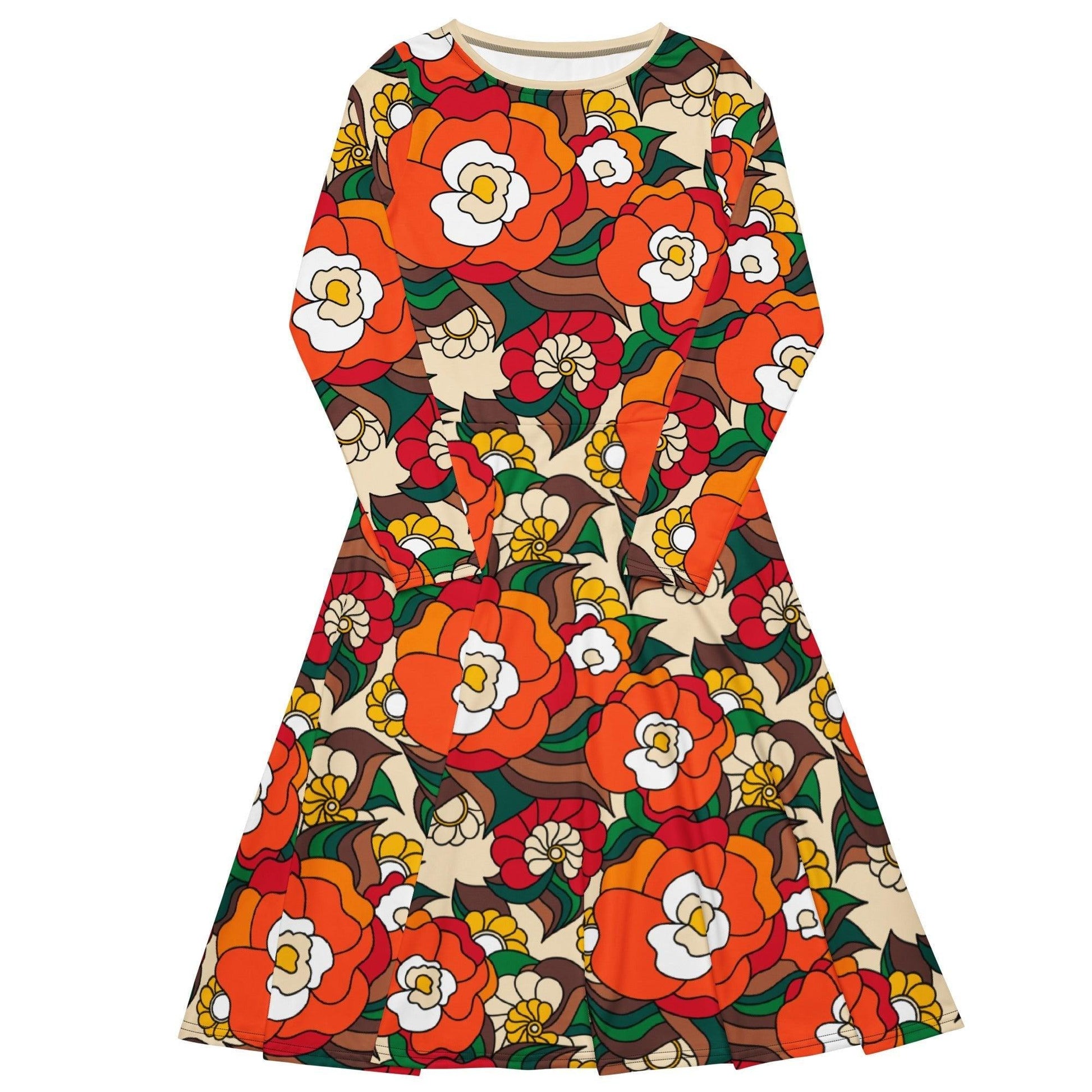 Midi dress - BELLADRAMA retro - Big bold bloom print 6XL