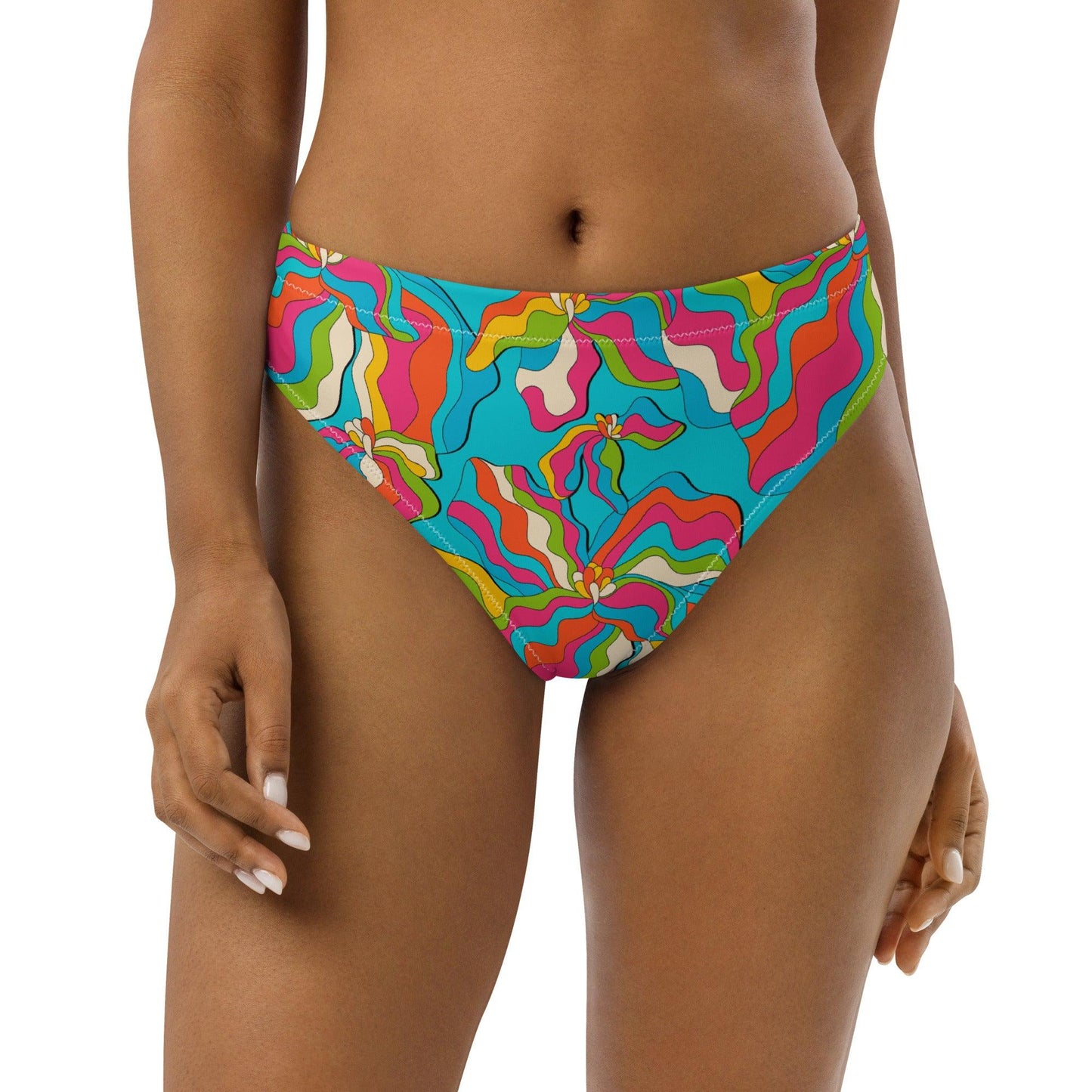 Bikini bottom - SASSY IRIS turquoise - Bold iris flower print 3XL