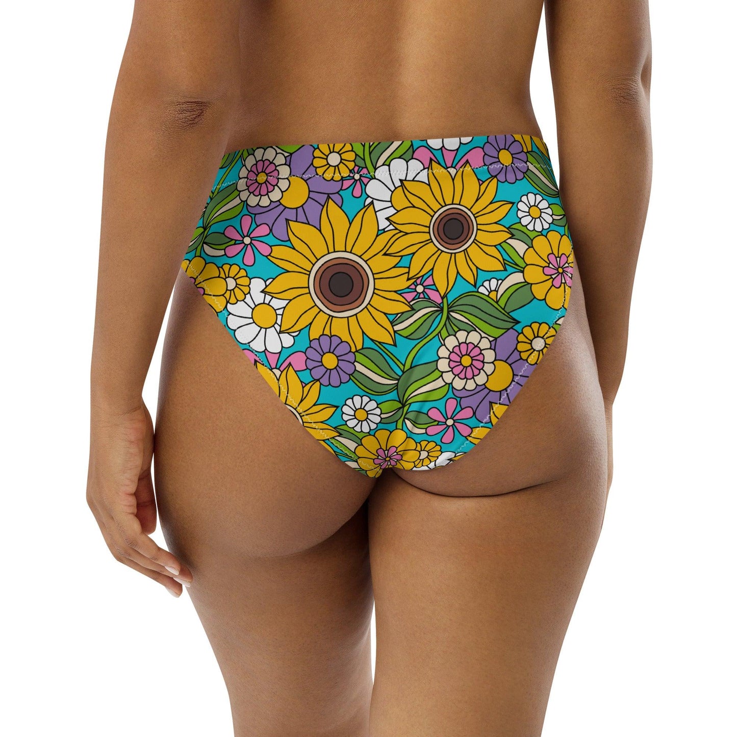 Bikini bottom - SUNDANCE turquoise - Bold sunflower print