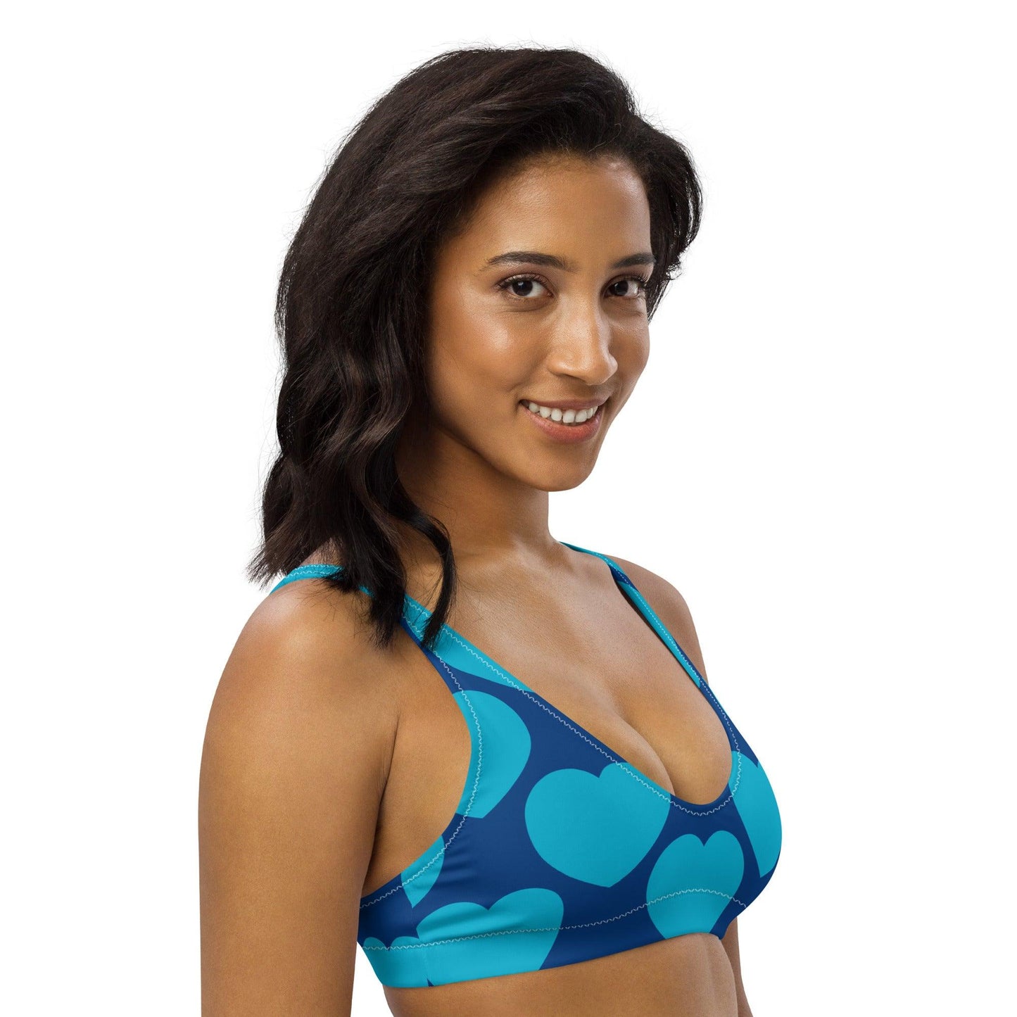 Bikini Top - ELLIE LOVE blue - Bold Heart Print