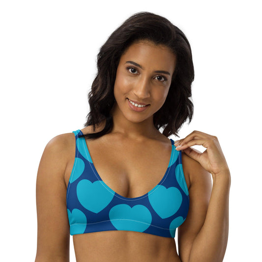 Bikini Top - ELLIE LOVE blue - Bold Heart Print