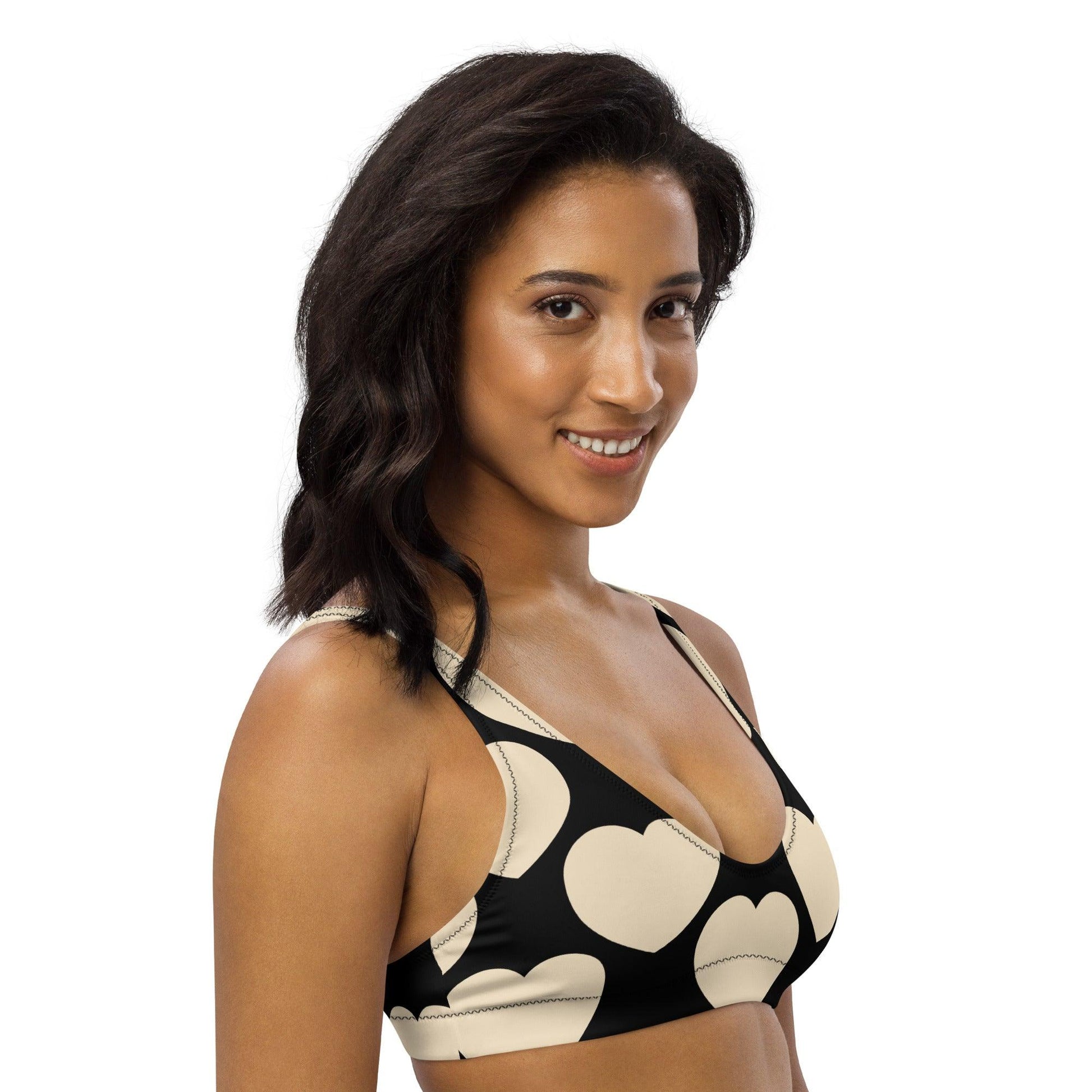 Bikini Top - ELLIE LOVE bw - Bold Heart Print