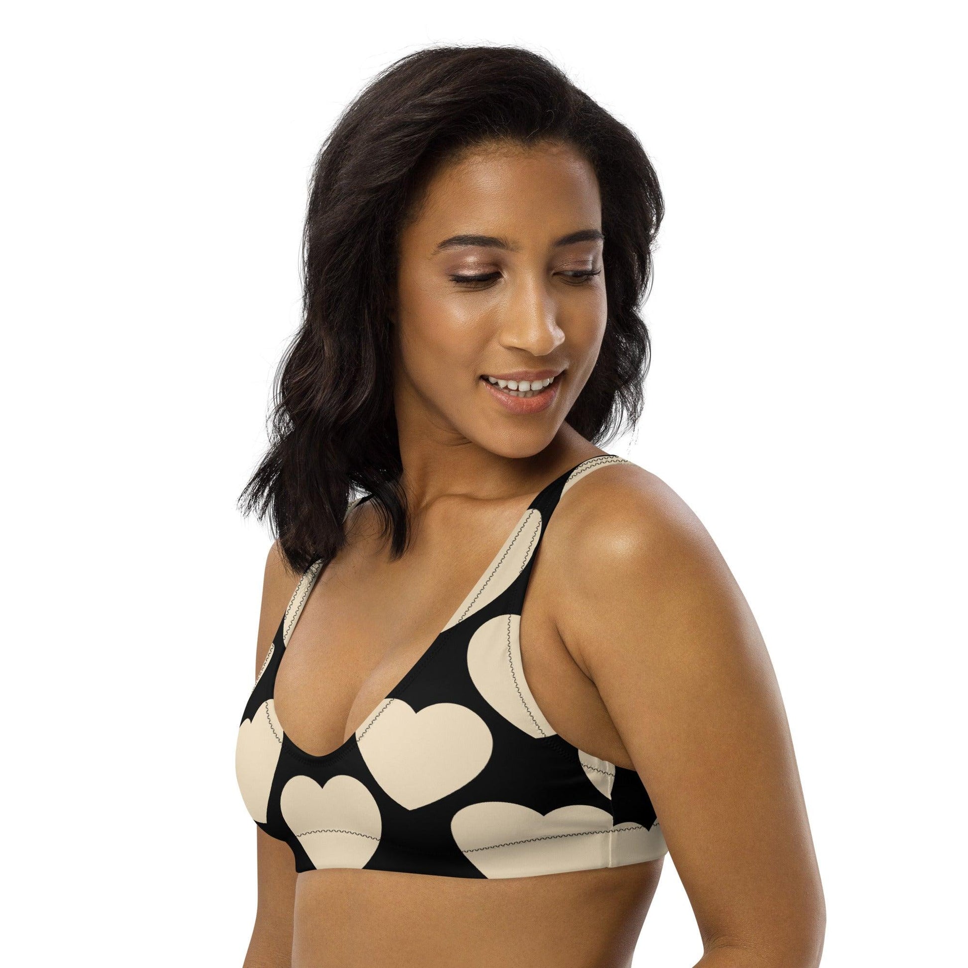 Bikini Top - ELLIE LOVE bw - Bold Heart Print