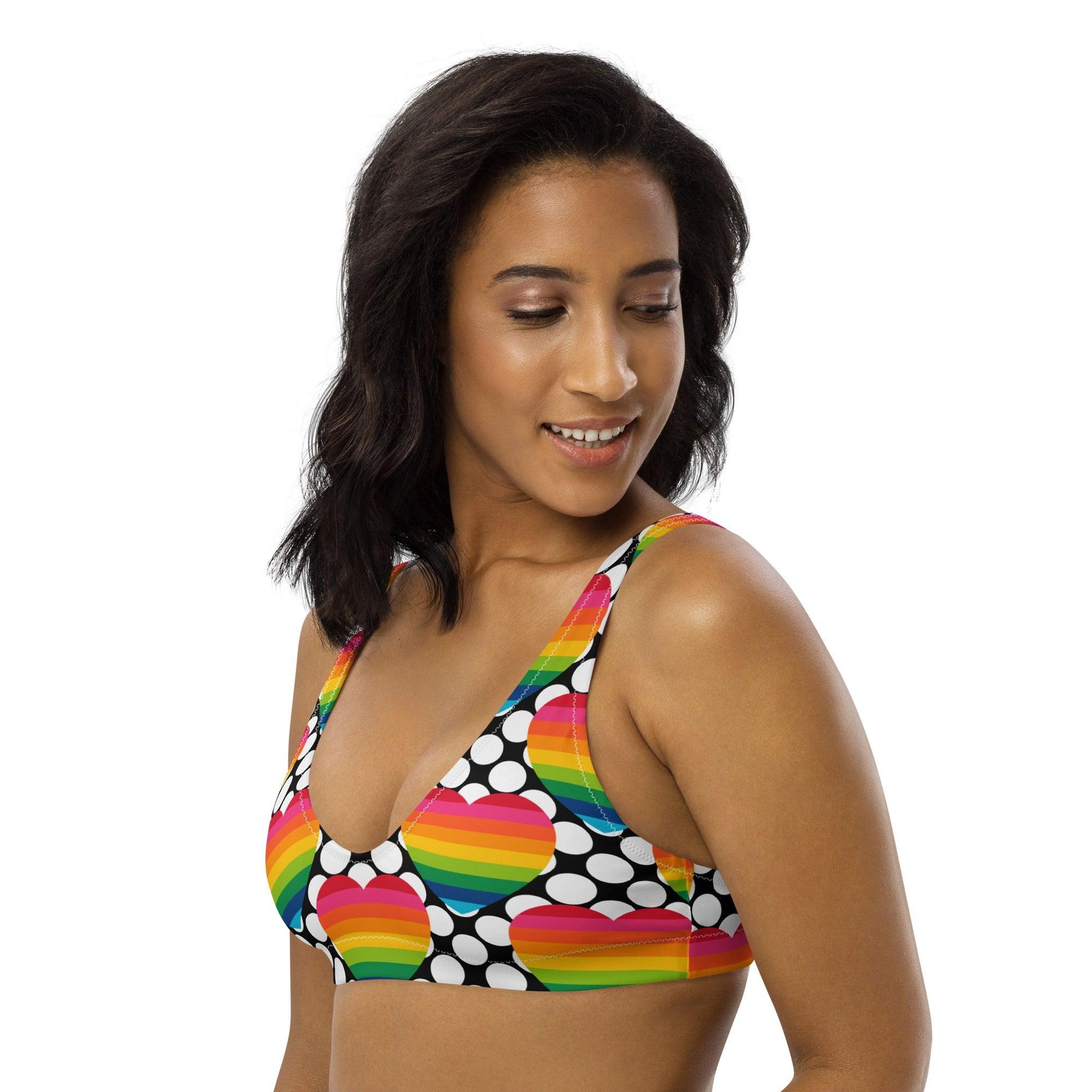 Bikini Top - ELLIE LOVE DOT rainbow - Bold Heart Print