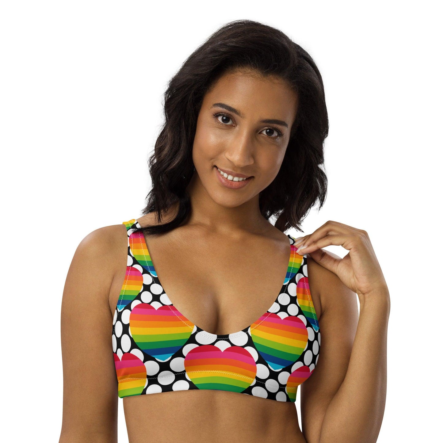 Bikini Top - ELLIE LOVE DOT rainbow - Bold Heart Print